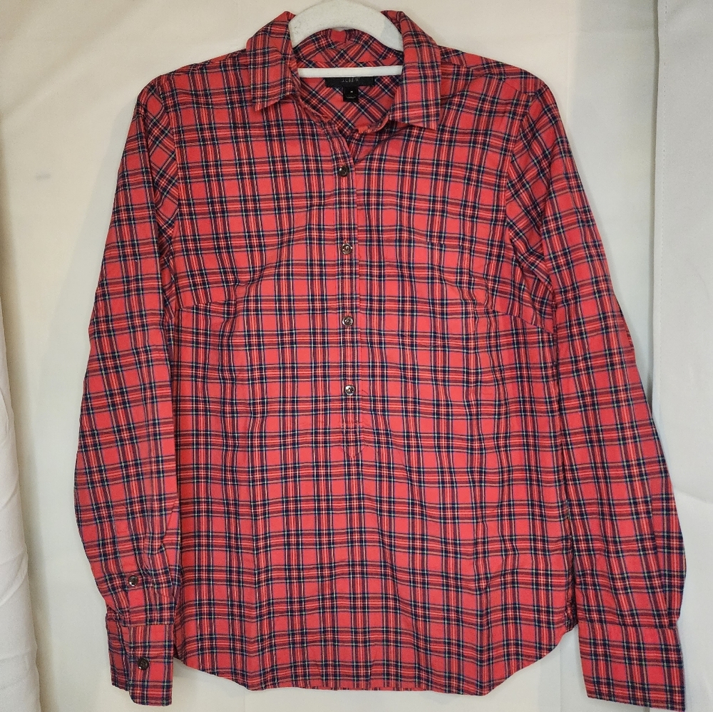 J Crew Plaid Button Down Blouse